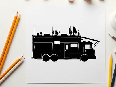 Silhouette of a fire truck with equipment