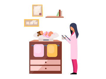 Pediatrician at work flat vector illustration preview picture