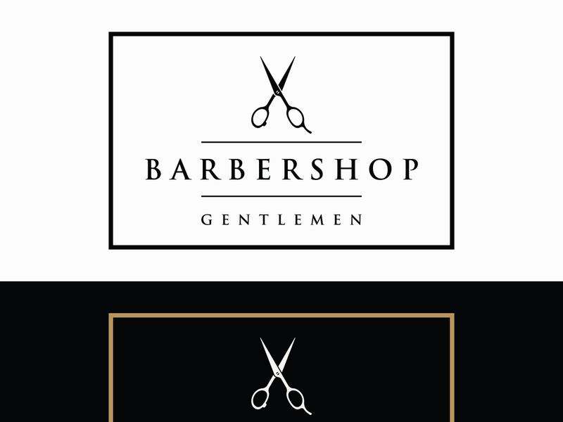 Barbershop logo in vintage style with the concept of scissors, razor and other tools.Logo for business, salon, label and barbershop.