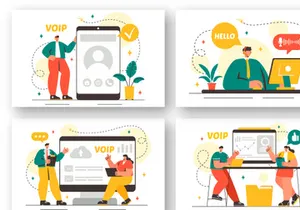 20 VOIP or Voice Over Internet Protocol Illustration