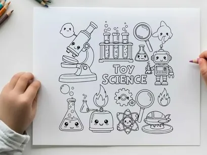 Cute toy science lab vector illustration flat design