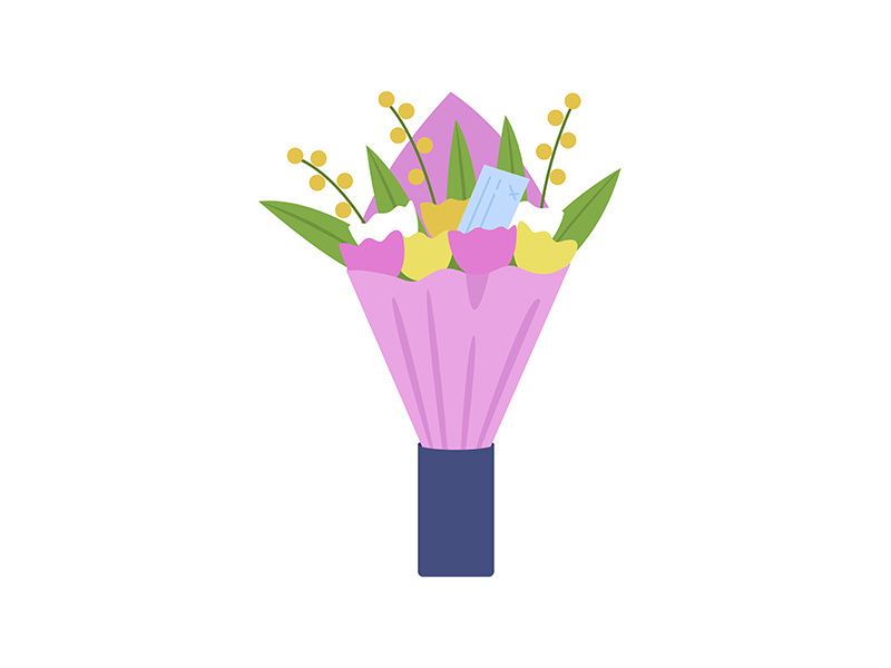 Flowers delivery semi flat color vector object