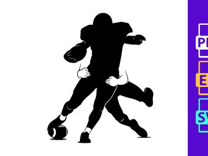 American football player in action tackling an opponent silhouette