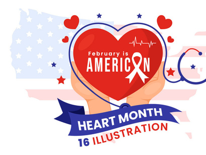 16 February is American Heart Month Illustration
