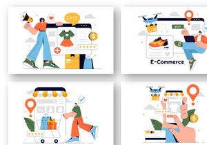 9 E-commerce Transactions Business Illustration
