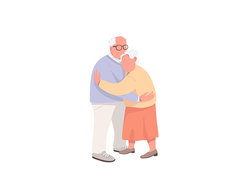 Elderly couple flat color vector faceless characters