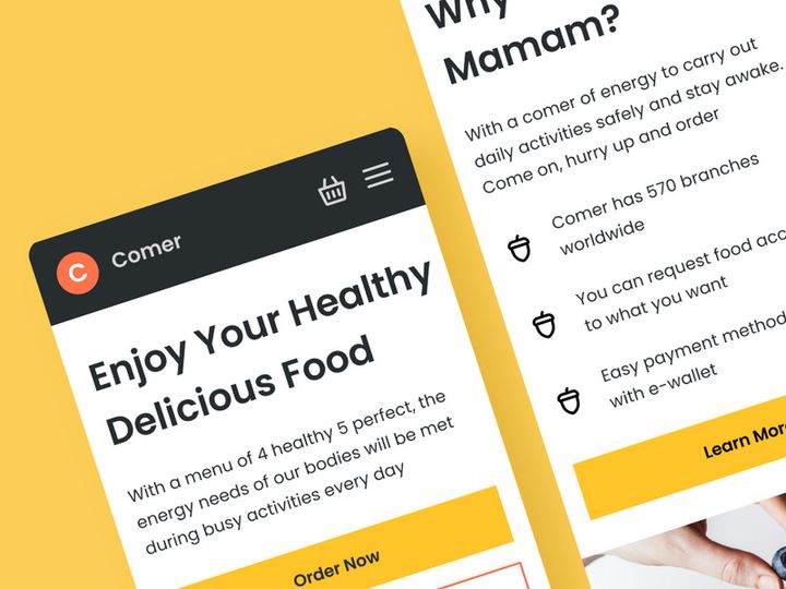 Comer - Food Delivery Mobile Responsive UI Kit