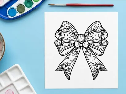 Weihnachtliche dekorative Schleifen-Illustration mit Efeublatt-Mustern für Geschenkverpackungen