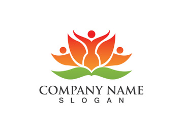 People yoga health in lotus flower logo preview picture