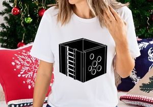 Empty Wooden Box with Ladder and Holes