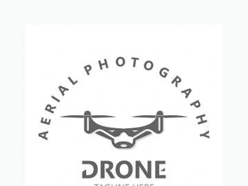 Drone aerial with camera vector template icon. logo photography drone vector. quadcopter flat style illustration preview picture