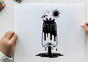 Melting ice cream silhouette on a hot summer day