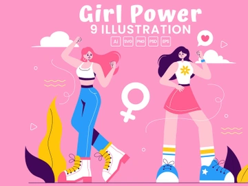 9 Girl Power Vector Illustration preview picture