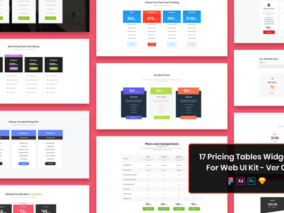 17 Pricing Tables Widgets Web UI Kit Ver-01