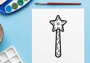 Estrela de alfinete desenhada à mão Halloween. Crachá assustador feito à mão com padrão celestial e