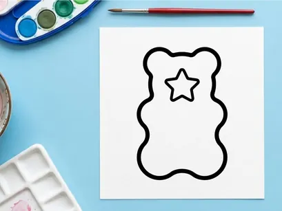 Cute cartoon bear with star cutout for Halloween. Friendly animal mascot design for festive decorations and kids crafts.