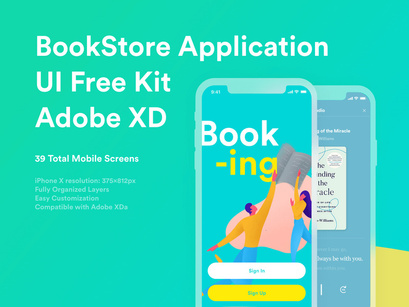 BookStore Application UI Free Kit - Adobe XD