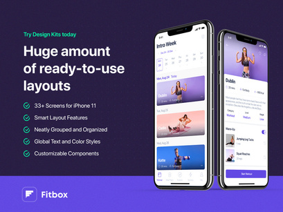 Fitbox - Workouts & Meal Planner UI Kit for Adobe XD