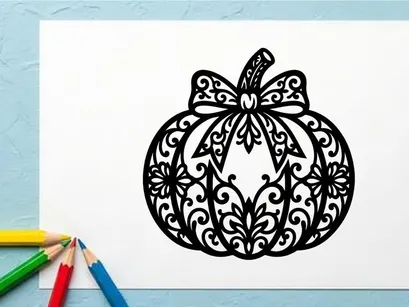 Intricate Halloween Pumpkin Silhouette with Decorative Pattern