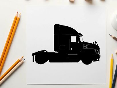 Silhouette of a semi truck with sleeper cabin