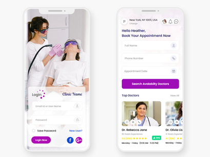 Skin Care Clinic with Online Doctor Consultation Mobile App UI Kit