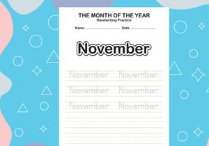 12 Pages Month name of the year trace and writing practice sheet