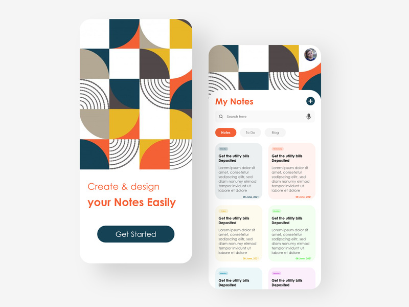 Notes creating App (Bauhaus Style)