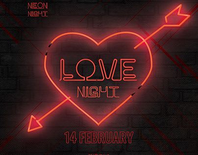 Neon Love Night Free PSD Flyer Template