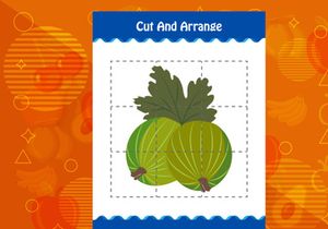 10 Pages Cut and arrange with a fruit worksheet for kids. Educational game for children