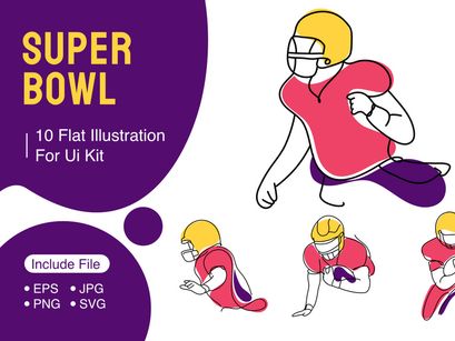 Line art flat illustration Super Bowl