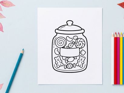 Halloween-Glas mit Süßigkeiten und Leckereien gefüllt. Spooky-Saison-Behälter überquillt mit Schokolade, Lollipops und Gummibärchen für Trick-o...