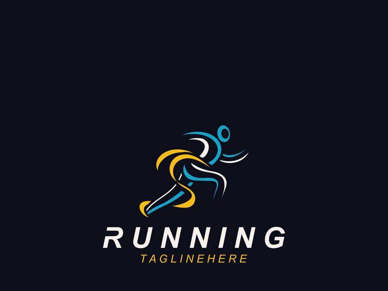Running sport athlete logo design concept illustration template