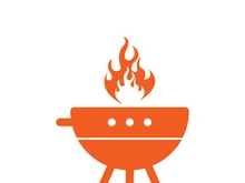 BBQ grill simple and symbol icon with smoke or steam logo vector illustration
