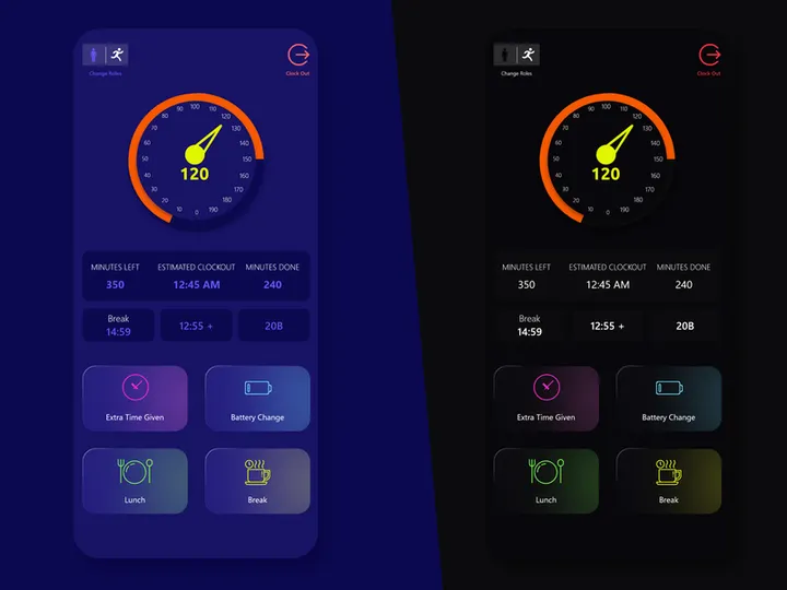 Speedometer App Screen Concept with Glassy Buttons Concept