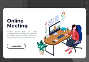 Businesswoman do online meeting illustration.