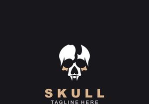 Skull skeleton logo Design vintage Template Idea on black background