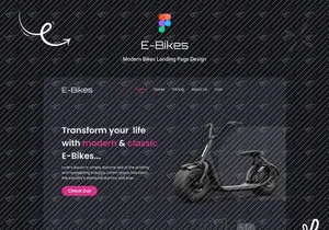Modern E-Bikes Landing Page Design