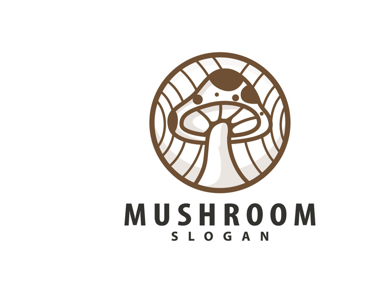 Mushroom Logo, Retro Minimalist Design