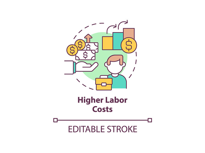 Higher labor costs concept icon