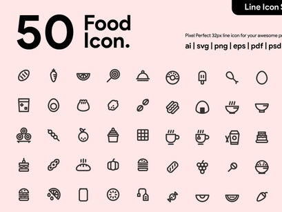 50 Food Line Icon