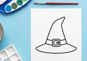 Witch hat line icon. Halloween costume accessory symbol for graphic design.