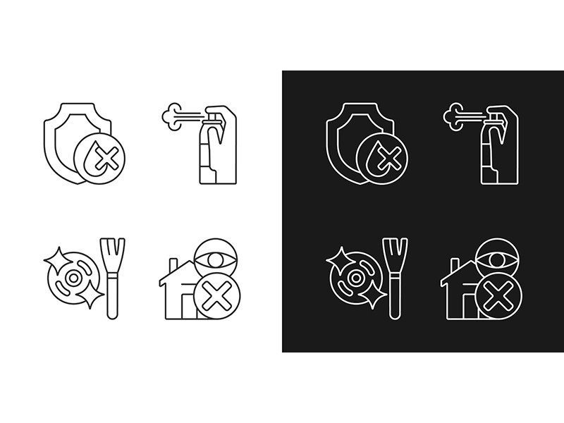 Drone guideline linear manual label icons set for dark and light mode
