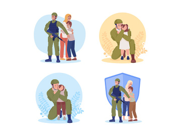 Soldiers vector isolated illustration set preview picture