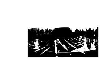 Silhouette of a car and crowd on a reflective surface preview picture