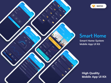 Smart Home Mobile App Dark Version (SKETCH) preview picture
