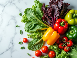 Colorful fresh produce, including tomatoes, peppers, and leafy greens preview picture
