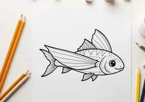 Cute fish swimming underwater vector illustration flat design