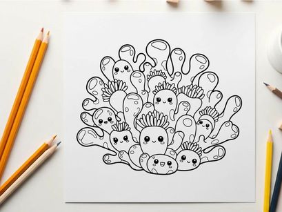 Cute cartoon bacteria microbes vector illustration flat design