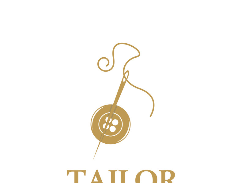 Tailor logo icon illustration template combination of buttons for clothes, thread and sewing machine, for clothing product design
