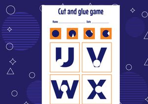 7 Pages Cut and glue game for kids with Alphabet. Cutting practice for preschoolers. Education paper game for children